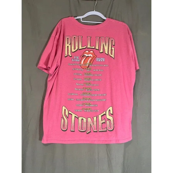 Rolling Stones 1971 Tour T Shirt Pink Graphic Tee XL - Picture 2 of 3